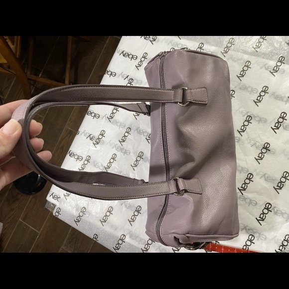 Nine West Lavender Faux Leather Shoulder Bag Purse Barrel Style Pebbled Texture - Picture 3 of 10